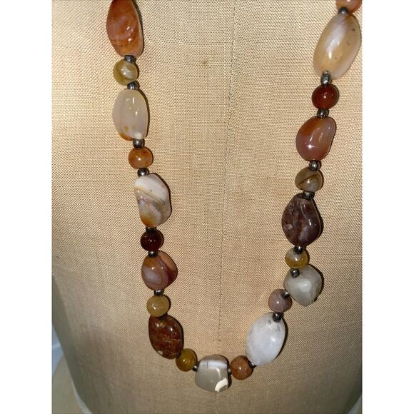 Handmade Natural Multi Stone Necklace Screw closure 36” Length - Picture 3 of 7